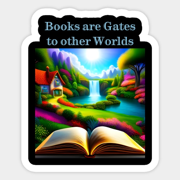 Books are gates to other worlds Sticker by FineArtworld7